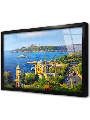 Tablosan Ortaköy Cami Çerçeveli Cam Tablo