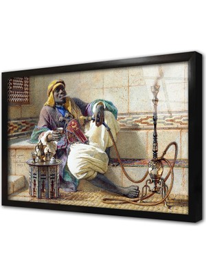 Tablosan Nargile Içen Adam Çerçeveli Cam Tablo