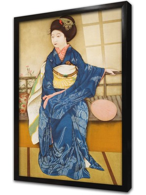 Tablosan Japon Kadın Çerçeveli Cam Tablo