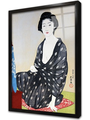 Tablosan Japon Kadın Çerçeveli Cam Tablo