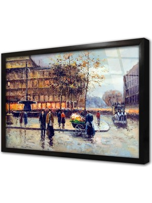 Tablosan Insan Topluluğu Çerçeveli Cam Tablo