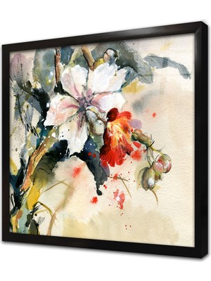 Tablosan Kırmızı Çiçek Çerçeveli Cam Tablo