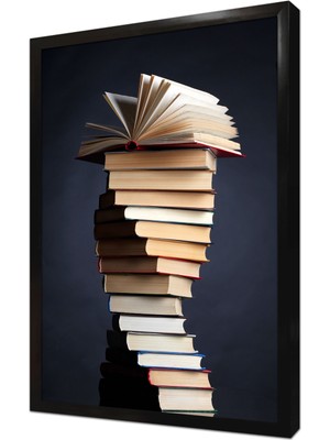 Tablosan Kitap Kulesi Çerçeveli Mdf Tablo