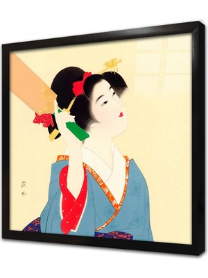 Tablosan Japon Kadın Çerçeveli Cam Tablo
