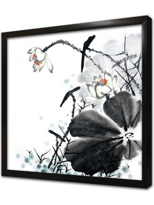 Tablosan Kırmızı Çiçek Çerçeveli Cam Tablo