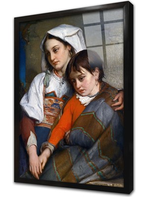 Tablosan Kadın ve Çocuk Çerçeveli Cam Tablo