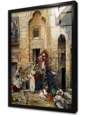 Tablosan Oryantalist Osmanlı Kızları Çerçeveli Cam Tablo