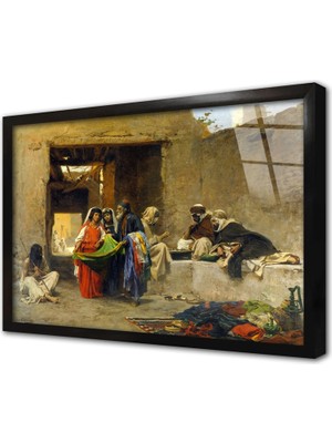 Tablosan Kumaş Satıcısı Çerçeveli Cam Tablo