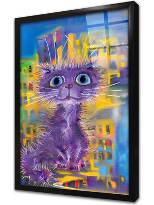 Tablosan Sevimli Kedi Çerçeveli Cam Tablo