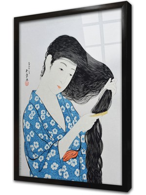 Tablosan Japon Kadın Çerçeveli Cam Tablo
