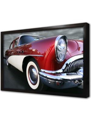 Tablosan Kırmızı Klasik Araba Çerçeveli Mdf Tablo