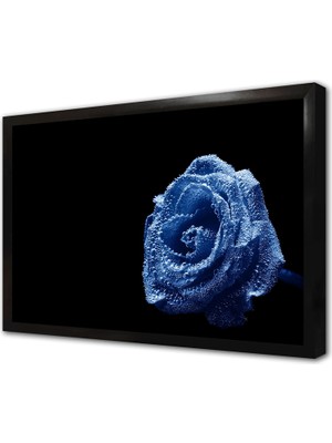 Tablosan Mavi Gül Çerçeveli Mdf Tablo