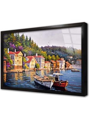 Tablosan Istanbul Yalılar Çerçeveli Cam Tablo