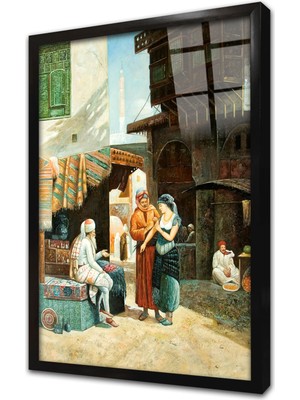 Tablosan Osmanlı Imparatorluğu Zamanı Köle Pazarı Çerçeveli Cam Tablo