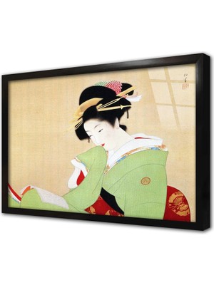 Tablosan Japon Kadın Çerçeveli Cam Tablo