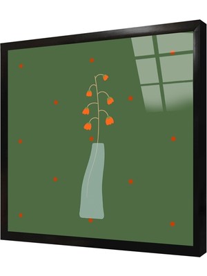 Tablosan Mavi Vazoda Çiçek Çerçeveli Cam Tablo