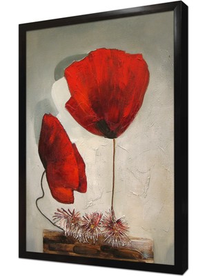 Tablosan Kırmızı Çiçek Çerçeveli Mdf Tablo
