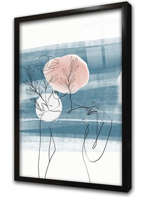 Tablosan Line Art Kadın Çerçeveli Cam Tablo