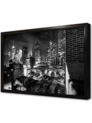 Tablosan New York Gece Çerçeveli Mdf Tablo