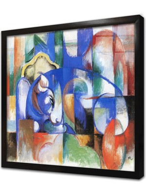 Tablosan Soyut Resim Çerçeveli Cam Tablo