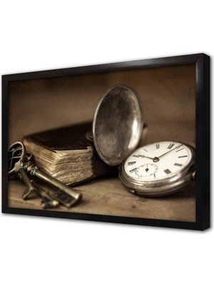 Tablosan Saat Çerçeveli Mdf Tablo