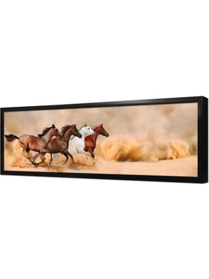 Tablosan Koşan Atlar Çerçeveli Mdf Tablo