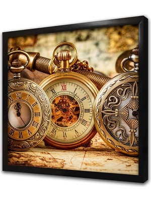 Tablosan Saat Çerçeveli Mdf Tablo