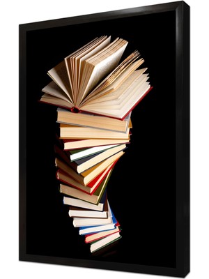 Tablosan Kitap Kulesi Çerçeveli Mdf Tablo