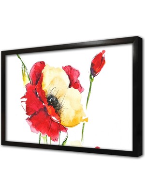 Tablosan Kırmızı Çiçek Çerçeveli Mdf Tablo