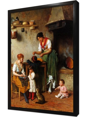 Tablosan Köylü Bir Aile Çerçeveli Mdf Tablo