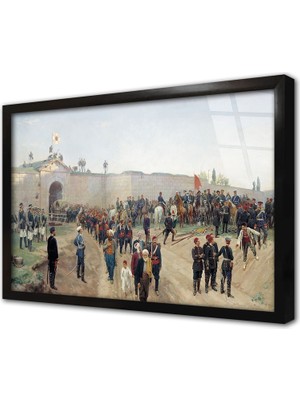 Tablosan Plevne Savunması Çerçeveli Cam Tablo