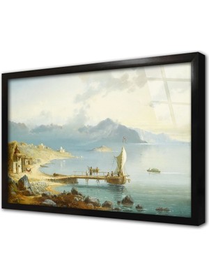 Tablosan Yelkenli Tekne Çerçeveli Cam Tablo