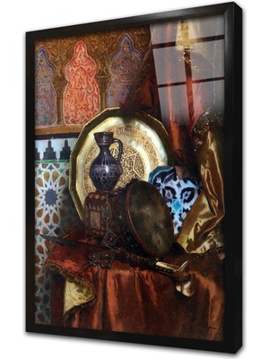 Tablosan Osmanlı Objeleri Natürmort Çerçeveli Cam Tablo