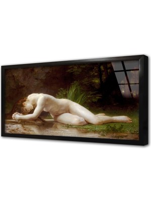 Tablosan Uzanan Nü Çerçeveli Cam Tablo