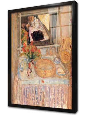 Tablosan Toilet With A Bouquet Red And Yellow Çerçeveli Cam Tablo