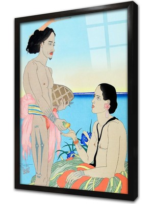 Tablosan Japon Kadın Çerçeveli Cam Tablo