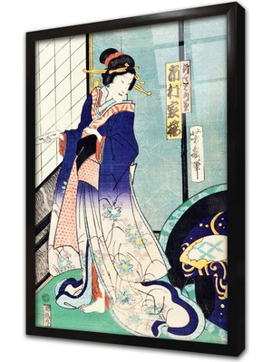 Tablosan Japon Kadın Çerçeveli Cam Tablo