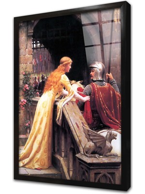 Tablosan Prenses ve Cesur Asker Çerçeveli Cam Tablo