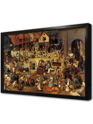 Tablosan Karnaval ve Perhiz Arasındaki Savaş Çerçeveli Mdf Tablo