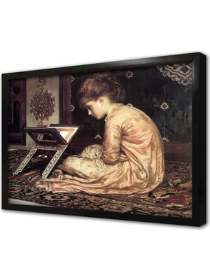 Tablosan Kitap Okuyan Kız Çerçeveli Mdf Tablo