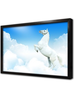 Tablosan Şaha Kalkmış At Çerçeveli Mdf Tablo