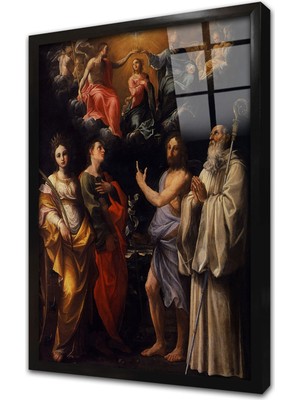 Tablosan Virgin Taç Giyme Töreninin Çerçeveli Cam Tablo