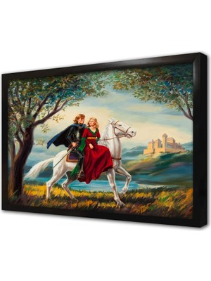 Tablosan Kırmızılı Kadın Çerçeveli Mdf Tablo