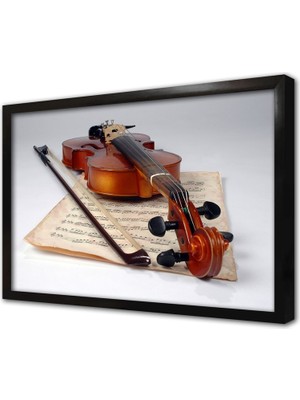 Tablosan Piyano ve Notalar Çerçeveli Mdf Tablo