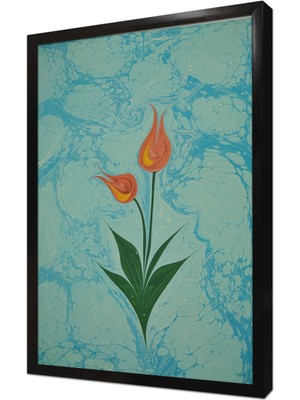 Tablosan Laleler Ebru Çerçeveli Mdf Tablo