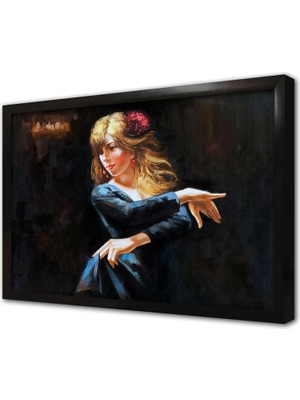 Tablosan Mavi Giymiş Dansçı Kadın Çerçeveli Mdf Tablo