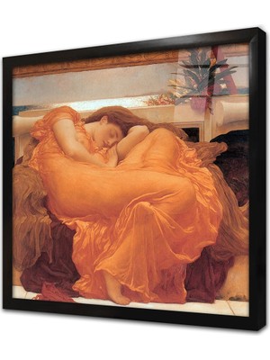 Tablosan Turuncu Elbiseli Kadın Çerçeveli Cam Tablo