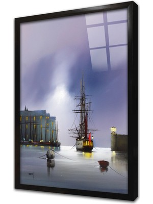 Tablosan Yelkenli Tekne Çerçeveli Cam Tablo