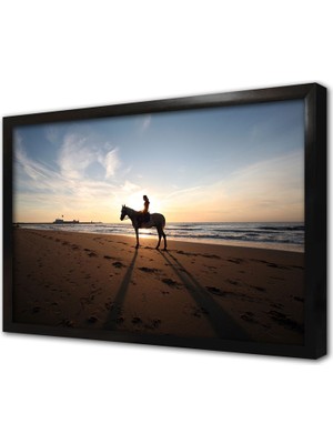 Tablosan Sahilde Atla Gezinti Çerçeveli Mdf Tablo