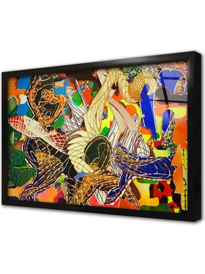 Tablosan Soyut Çerçeveli Cam Tablo